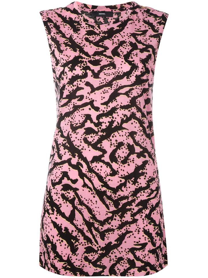 Diesel Printed Tank Top, Women's, Size: Medium, Pink/purple, Viscose