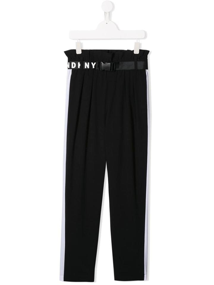 Dkny Kids Teen Buckled Logo Strap Trousers - Black