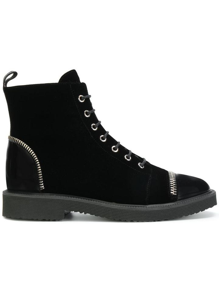 Giuseppe Zanotti Velvet Lace-up Boots - Black