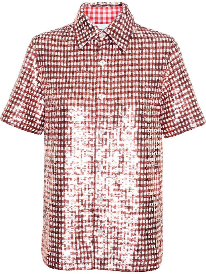 Ashish Sequinned Shirt, Women's, Size: M, Red, Cotton