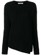 Pringle Of Scotland Asymmetric Aran Knit Sweater - Black