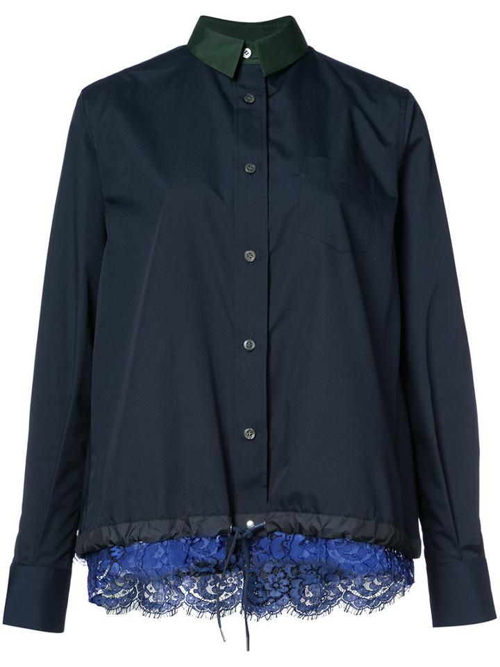 Sacai - Lace Trim Shell Top - Women - Cotton/polyester - 2, Blue, Cotton/polyester
