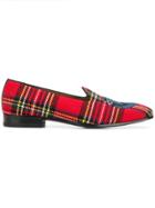 Gucci Embroidered Check Loafers