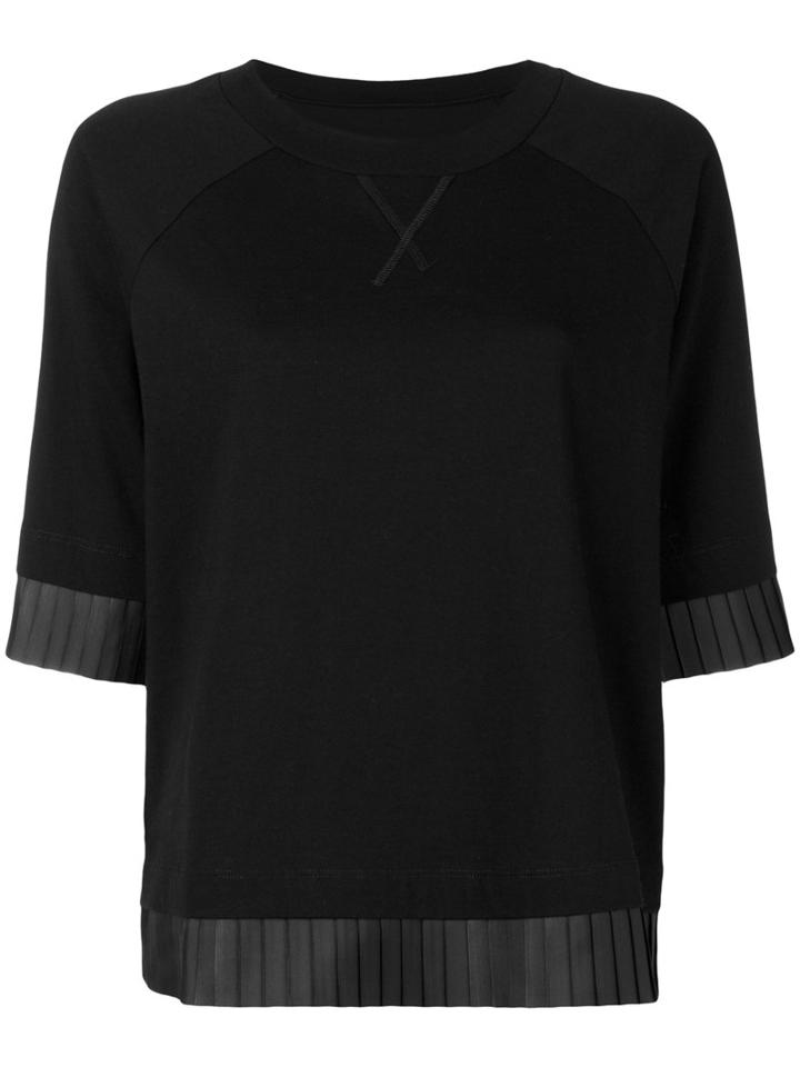Mm6 Maison Margiela - Pleated Trim Top - Women - Cotton - Xs, Black, Cotton