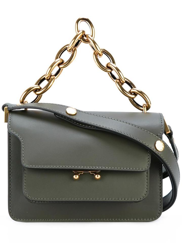 Marni Mini Trunk Shoulder Bag, Women's, Green, Calf Leather