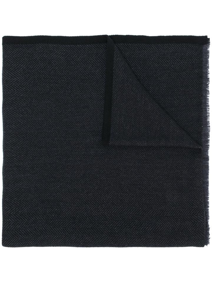 Salvatore Ferragamo - Chevron Weave Scarf - Men - Cashmere/virgin Wool - One Size, Black, Cashmere/virgin Wool