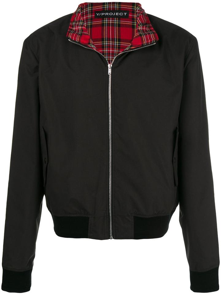 Y / Project Plaid Layer Bomber Jacket - Black