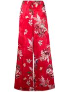 Twin-set Wide Leg Floral Trousers - Red