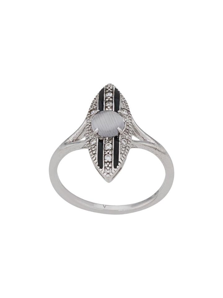 V Jewellery Stripe Ring - Silver