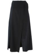 Cédric Charlier Pinstripe Detail Wrap Skirt, Women's, Size: 42, Black, Virgin Wool/other Fibers