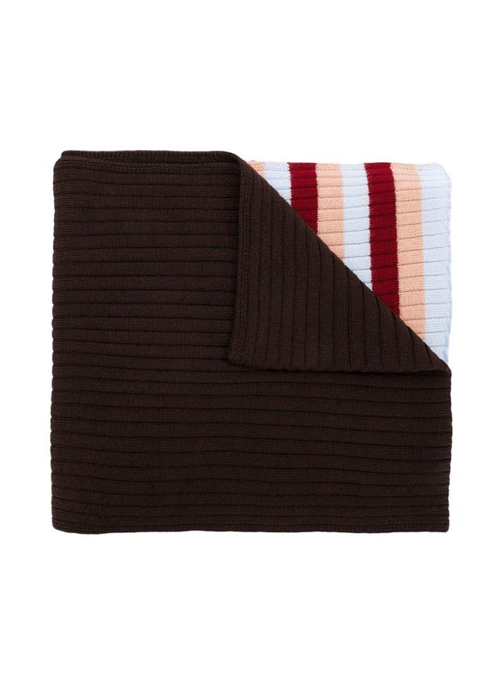 Marni Kids Striped Trim Scarf - Brown