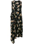 Marni - Floral Asymmetric Dress - Women - Silk - 40, Black, Silk