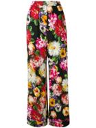 Dolce & Gabbana Floral Wide-leg Trousers - Black