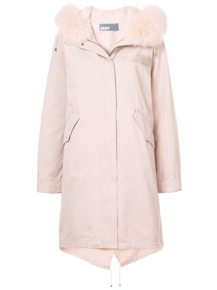 Army Yves Salomon Fur Lined Parka - Nude & Neutrals
