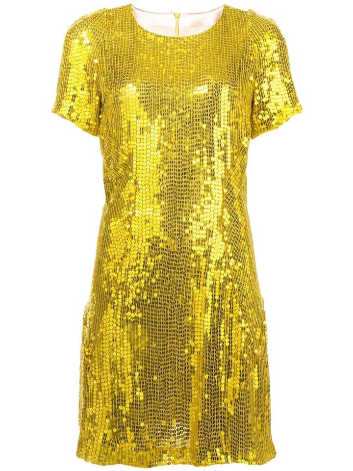 Galvan Sequinned Mini Dress - Yellow & Orange