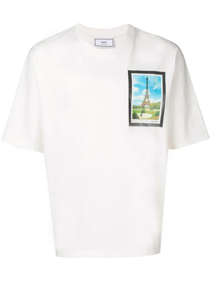 Ami Paris Postcard Print T-shirt - White