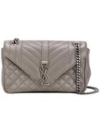 Saint Laurent - 'mini Soft Envelope' Bag - Women - Calf Leather - One Size, Grey, Calf Leather