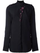 Ellery Button Embellished Shirt, Women's, Size: 10, Black, Silk/spandex/elastane