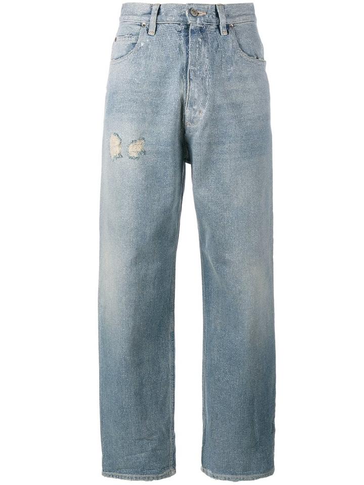 Golden Goose Deluxe Brand Glitter Boyfriend Jeans, Women's, Size: 28, Blue, Cotton