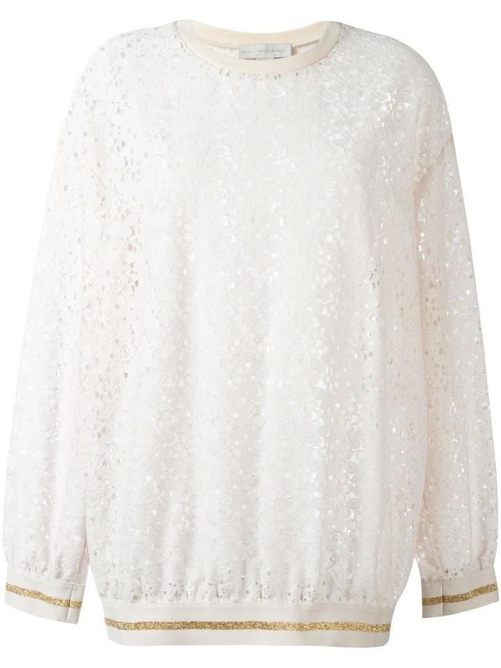 Stella Mccartney Floral Lace Sweatshirt, Women's, Size: 42, Pink/purple, Cotton/polyamide/latex/polyester