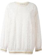 Stella Mccartney Floral Lace Sweatshirt, Women's, Size: 42, Pink/purple, Cotton/polyamide/latex/polyester