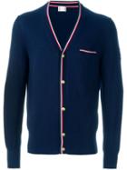 Moncler Gamme Bleu Striped Trim Cardigan, Men's, Size: S, Blue, Cotton