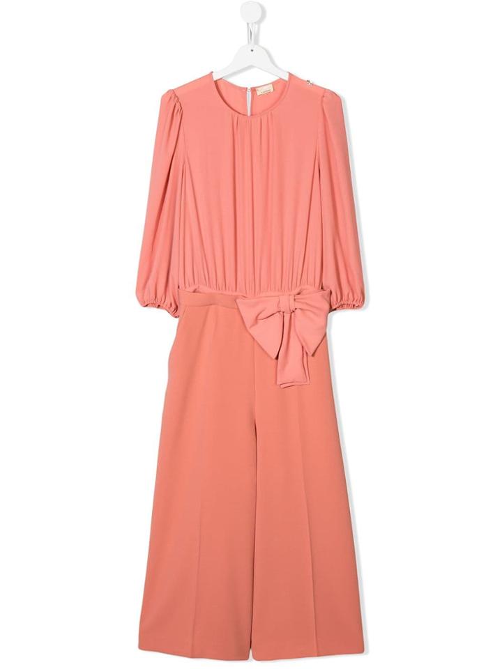 Elisabetta Franchi La Mia Bambina Tie Waist Jumpsuit - Pink & Purple