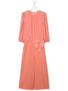 Elisabetta Franchi La Mia Bambina Tie Waist Jumpsuit - Pink & Purple