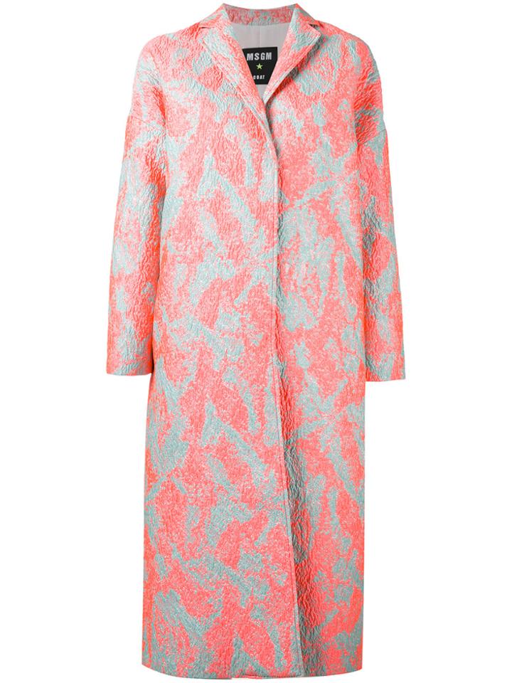 Msgm Porous Texture Midi Coat - Pink & Purple