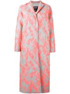 Msgm Porous Texture Midi Coat - Pink & Purple
