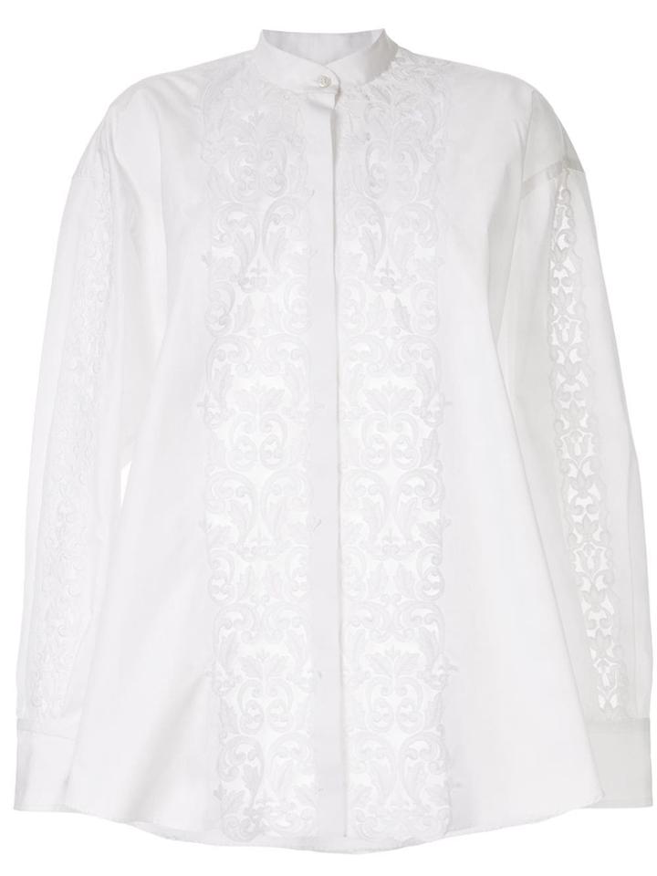 Giambattista Valli Appliqué Band-collar Blouse - White
