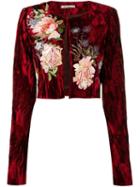 Alice Archer 'desiree' Velvet Jacket, Women's, Size: 14, Red, Acetate/cupro/rayon