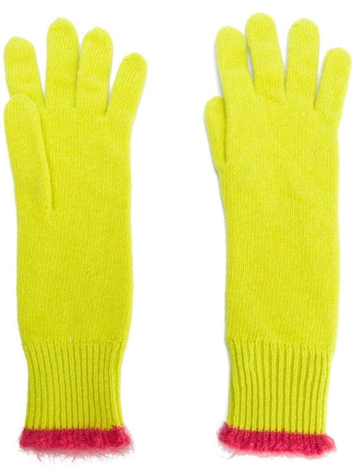 Marni Contrast Trim Gloves - Green