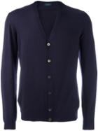 Zanone V-neck Cardigan, Men's, Size: 50, Pink/purple, Virgin Wool/polyamide