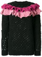Boutique Moschino Chunky Knit Ruffle Jumper - Black