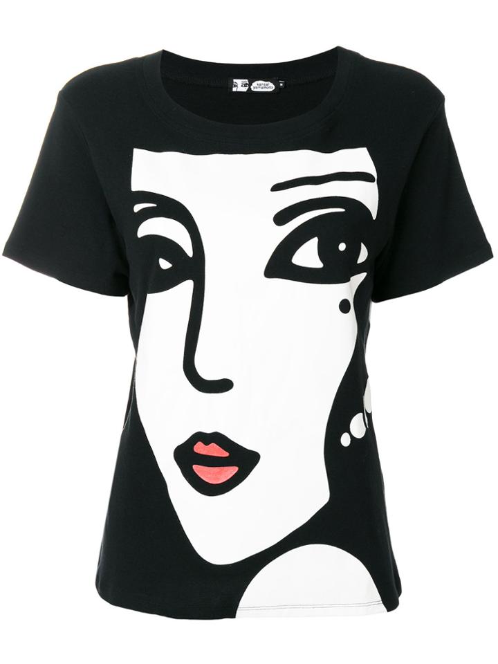 Kansai Yamamoto Vintage Face & Logo Printed T-shirt - Black