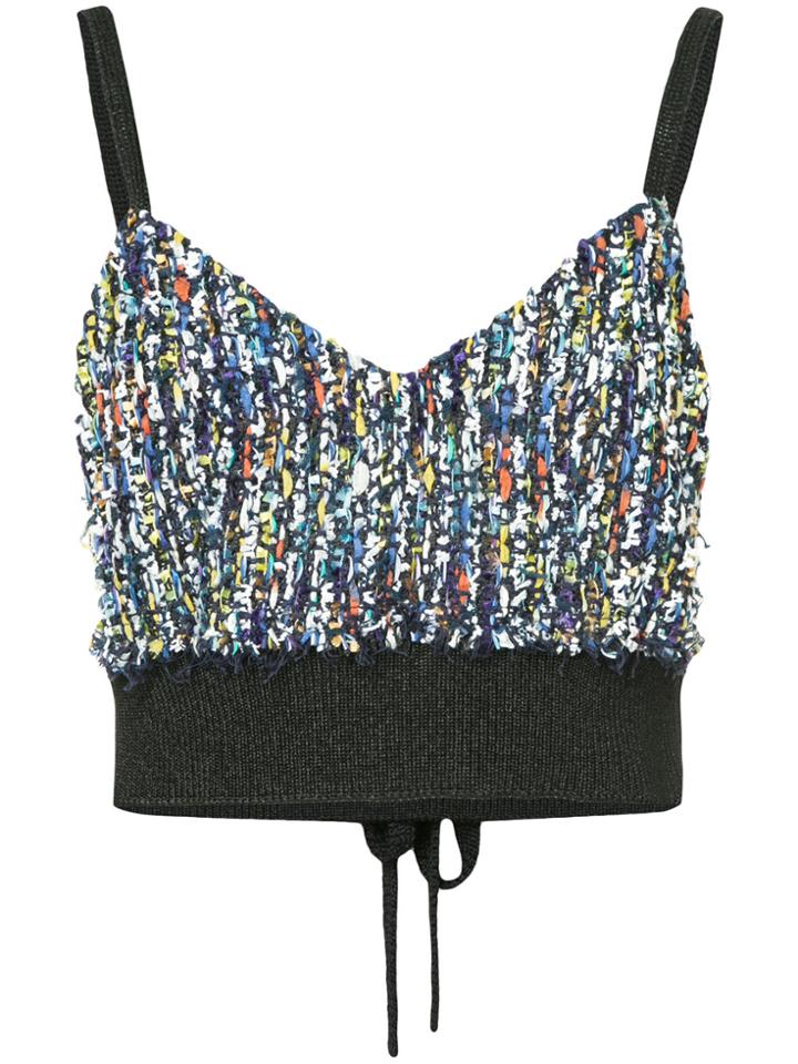 Coohem Tropical Tweed Cropped Top - Blue