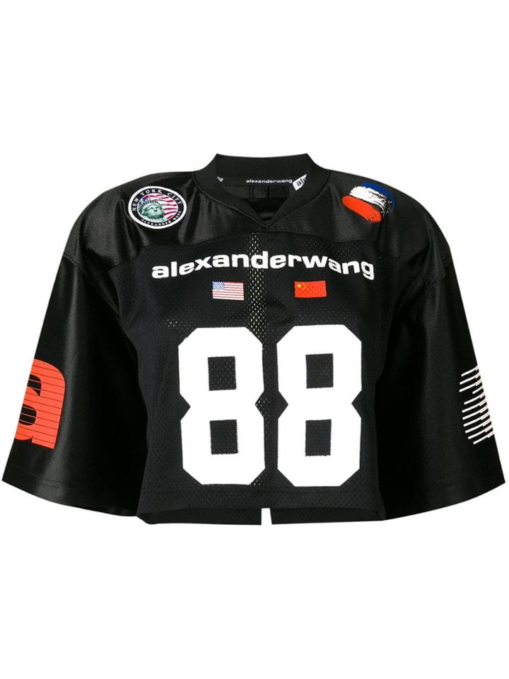 Alexander Wang Football Jersey Cropped Top - Black