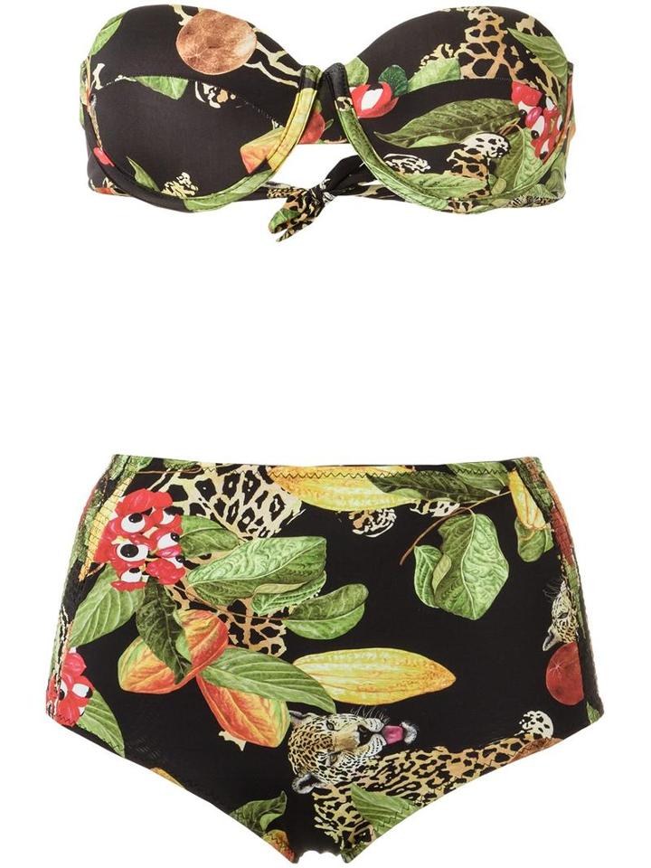 Isolda - Printed Bikini Set - Women - Polyamide/spandex/elastane - 40, Black, Polyamide/spandex/elastane