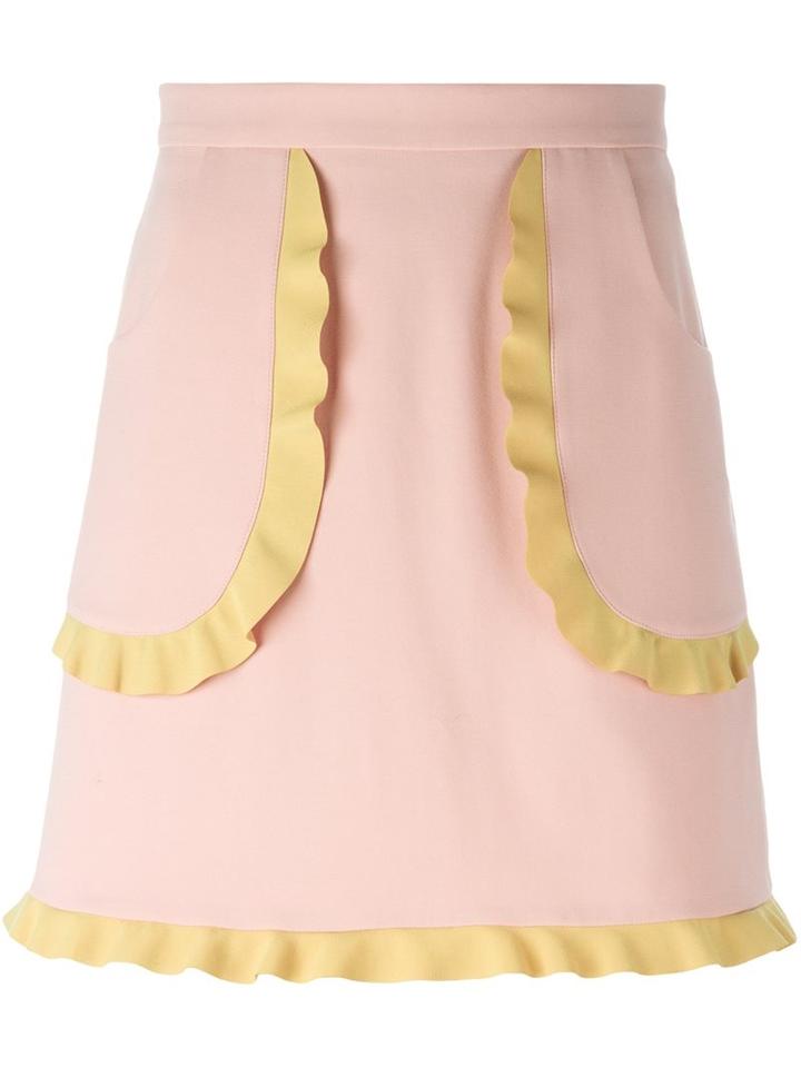 Red Valentino Ruffle Pocket Skirt, Women's, Size: 42, Pink/purple, Polyester/spandex/elastane/viscose