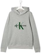 Calvin Klein Kids Teen Logo Embroidered Hoodie - Grey