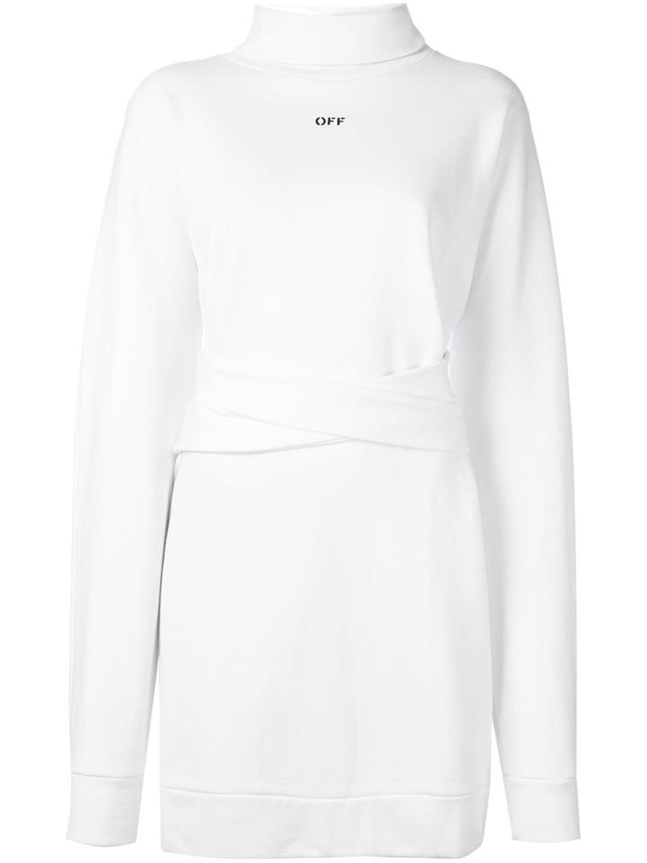 Off-white Open Back Roll Neck Sweatshirt, Women's, Size: Medium, White, Cotton