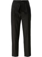 Emporio Armani Tapered Trousers, Women's, Size: 42, Black, Silk/cotton
