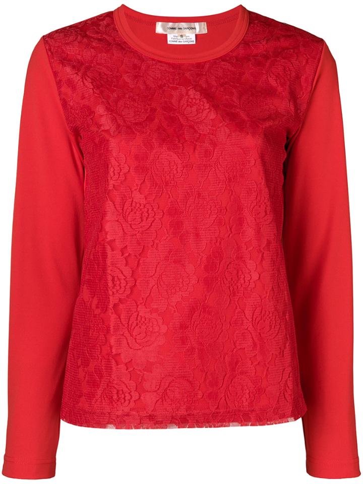 Comme Des Garçons Lace Panel Top - Red