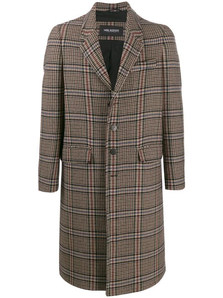 Neil Barrett Wool Check Coat - Black