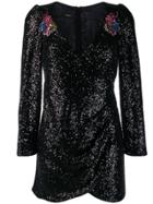 Pinko Sequinned Wrap Style Dress - Black