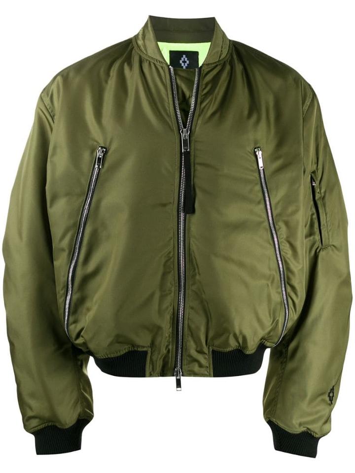 Marcelo Burlon County Of Milan Scared Face Bomber Jacket - Green