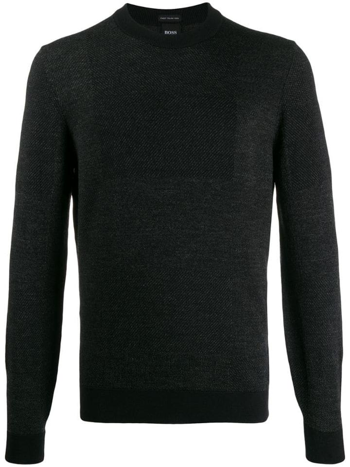 Boss Hugo Boss Contrast Knit Jumper - Black