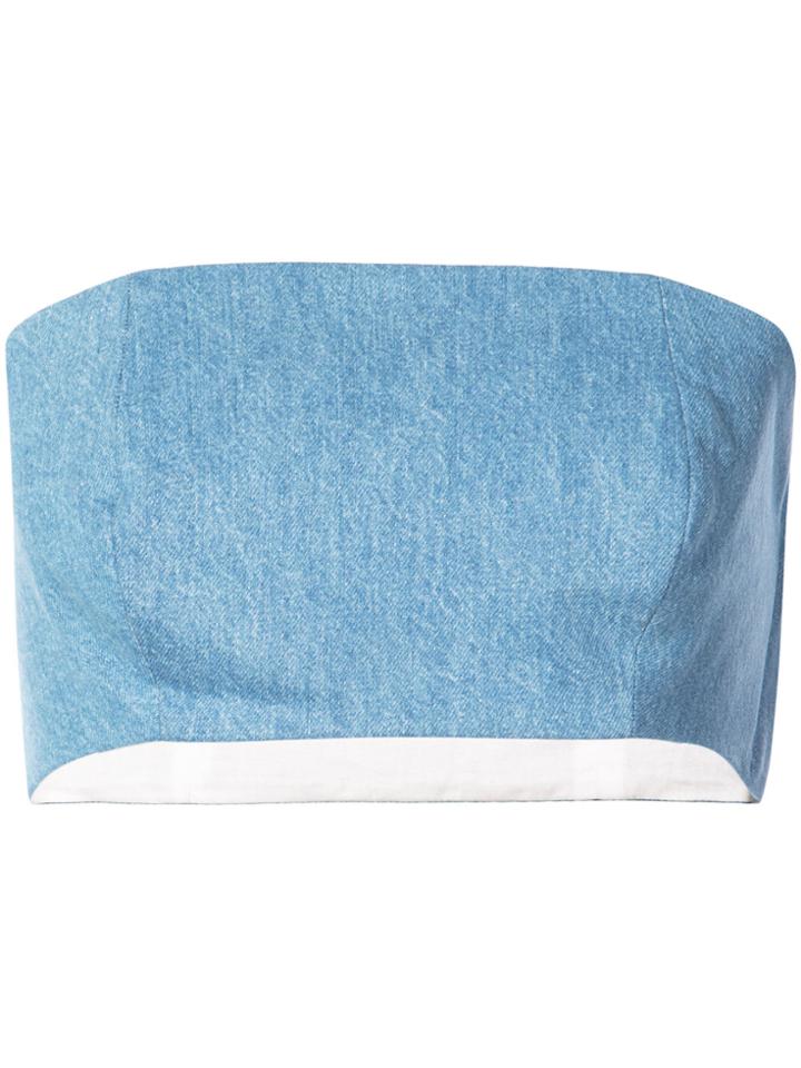 Vionnet Denim Cropped Top - Blue