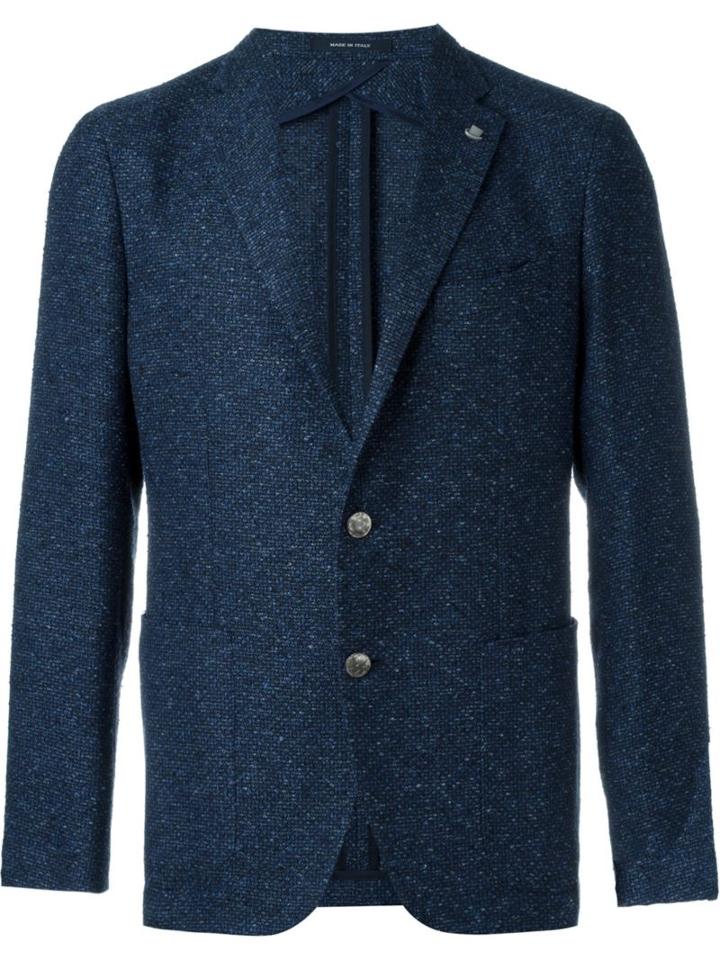 Tagliatore - Tweed Blazer - Men - Linen/flax/polyamide/cupro - 54, Blue, Linen/flax/polyamide/cupro